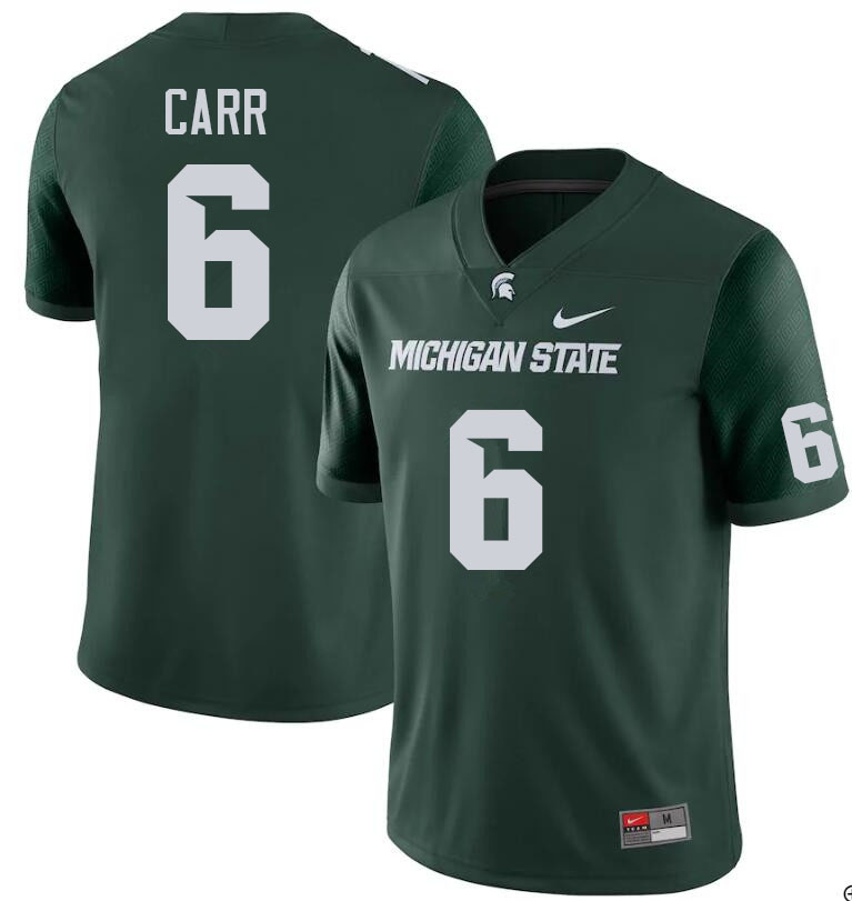 Men #6 Maliq Carr Michigan State Spartans College Football Jerseys Sale-Green
